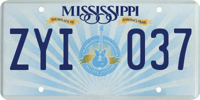 MS license plate ZYI037