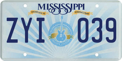 MS license plate ZYI039