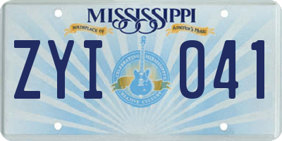 MS license plate ZYI041
