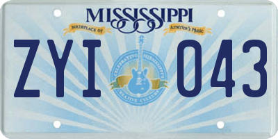 MS license plate ZYI043