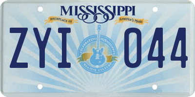 MS license plate ZYI044