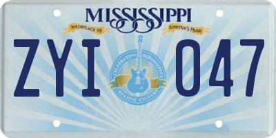MS license plate ZYI047