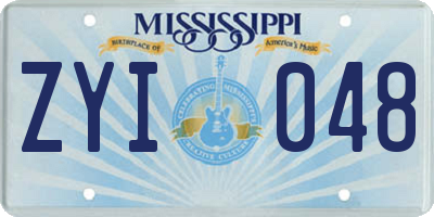 MS license plate ZYI048
