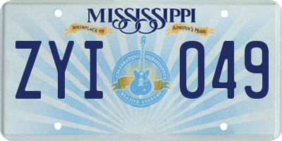 MS license plate ZYI049