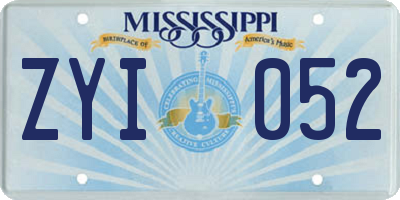 MS license plate ZYI052