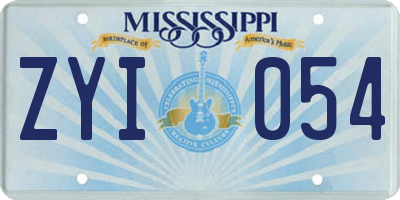 MS license plate ZYI054