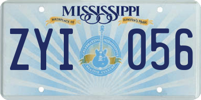 MS license plate ZYI056