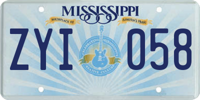 MS license plate ZYI058