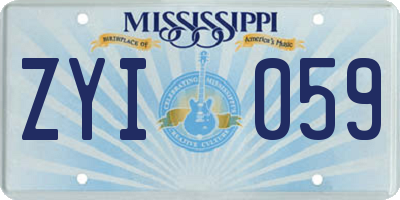 MS license plate ZYI059