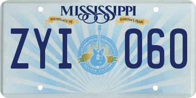 MS license plate ZYI060