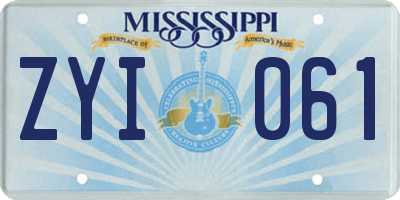 MS license plate ZYI061