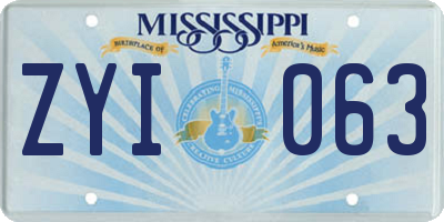 MS license plate ZYI063