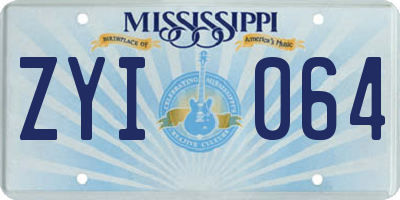 MS license plate ZYI064