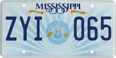 MS license plate ZYI065