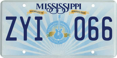 MS license plate ZYI066
