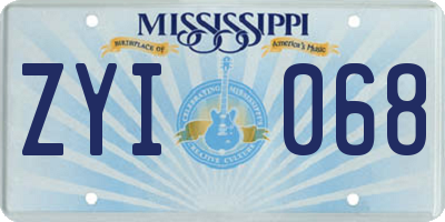 MS license plate ZYI068