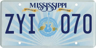 MS license plate ZYI070