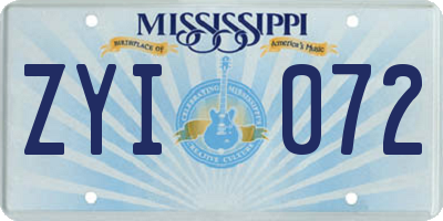 MS license plate ZYI072
