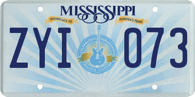 MS license plate ZYI073