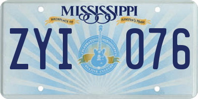 MS license plate ZYI076