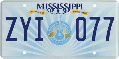 MS license plate ZYI077