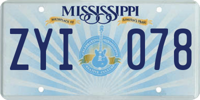 MS license plate ZYI078