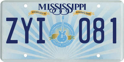 MS license plate ZYI081
