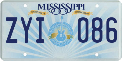 MS license plate ZYI086