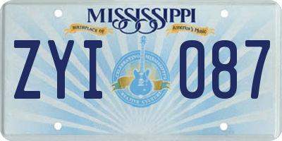 MS license plate ZYI087