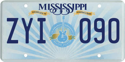 MS license plate ZYI090