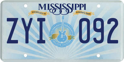 MS license plate ZYI092