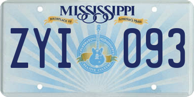 MS license plate ZYI093