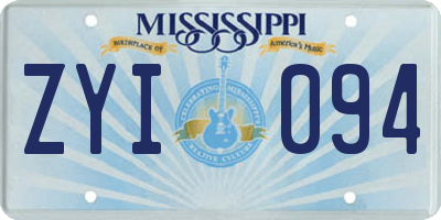 MS license plate ZYI094