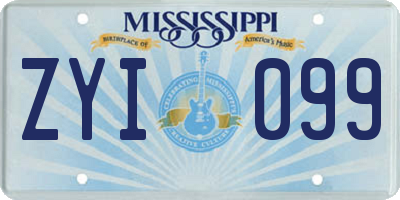 MS license plate ZYI099