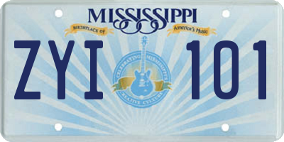 MS license plate ZYI101