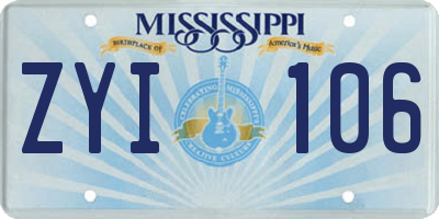 MS license plate ZYI106