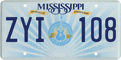 MS license plate ZYI108