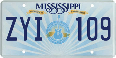 MS license plate ZYI109