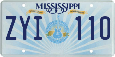 MS license plate ZYI110