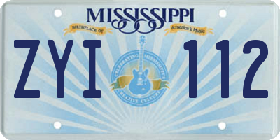 MS license plate ZYI112