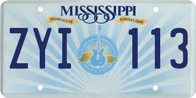 MS license plate ZYI113