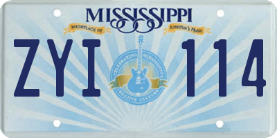 MS license plate ZYI114