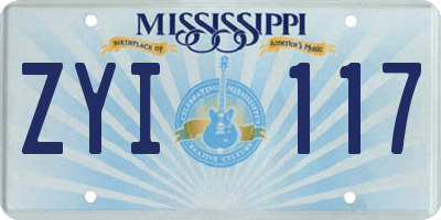 MS license plate ZYI117