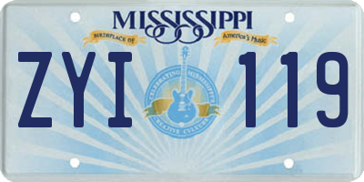 MS license plate ZYI119
