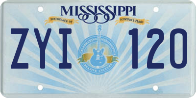 MS license plate ZYI120