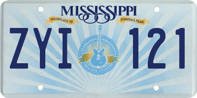 MS license plate ZYI121