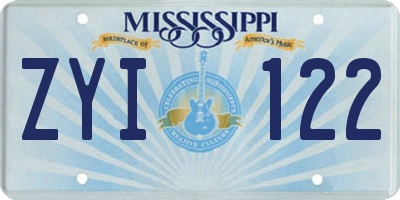MS license plate ZYI122