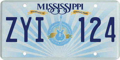 MS license plate ZYI124