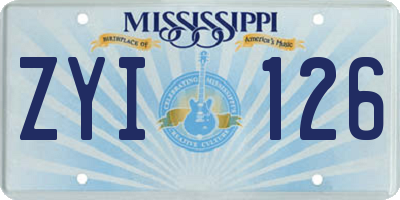 MS license plate ZYI126