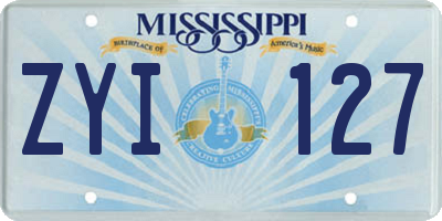 MS license plate ZYI127